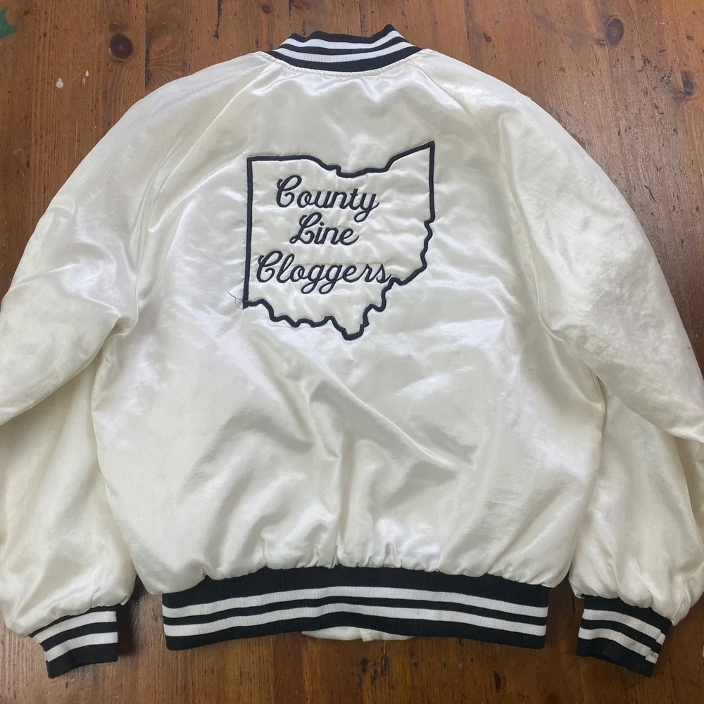 Vintage County Line Cloggers Ohio Satin Bomber Jacket Shanna‎ Retro Women's M